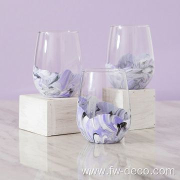 Painted Marble Wine Glasses Gifts with Stemless